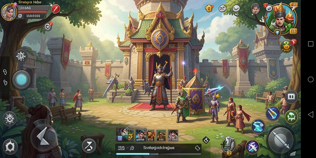 Tangkapan layar gameplay 33AG dengan strategi membangun kerajaan.