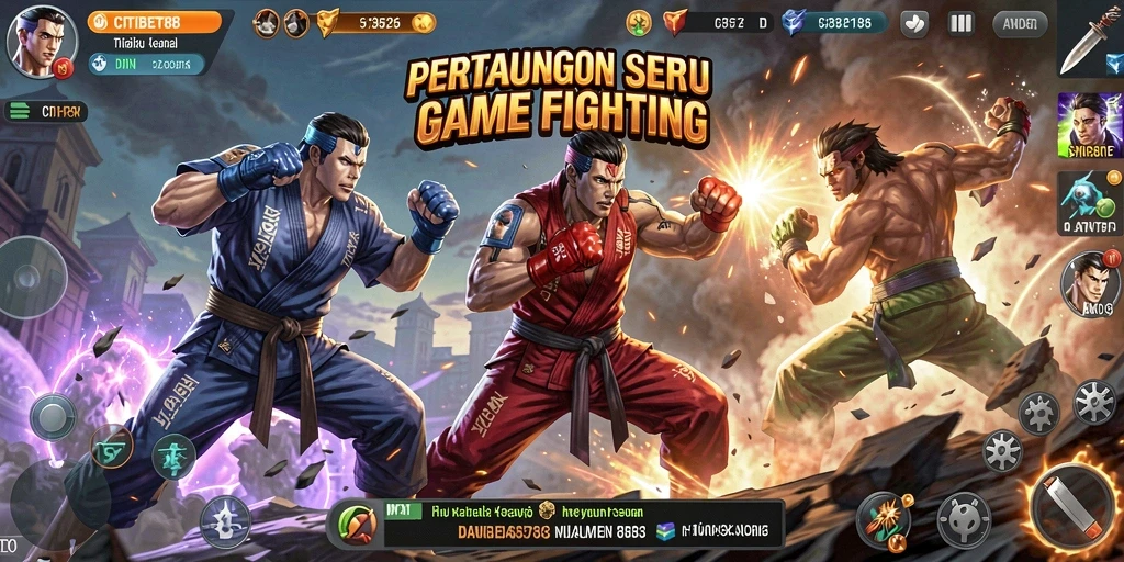 Screenshot gameplay dari CITIBET88 menampilkan pertarungan yang intens dan karakter yang beragam.
