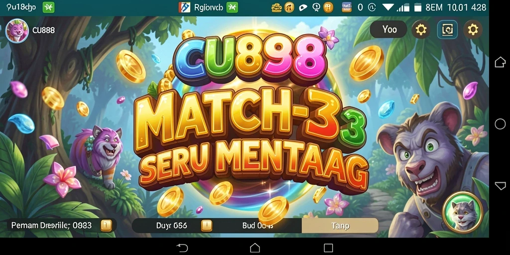Tangkapan layar utama CU888 dengan gameplay menarik dan tantangan Match-3.