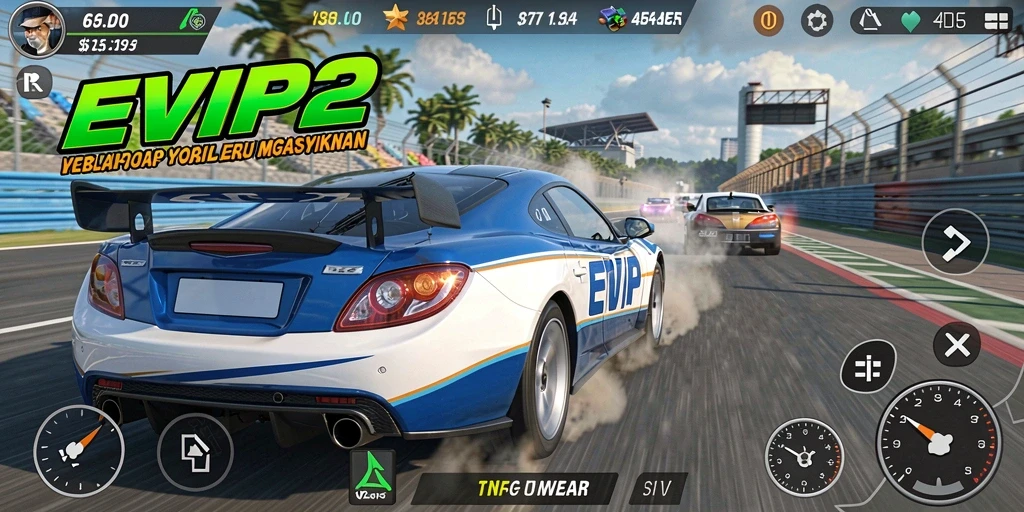 Gameplay seru di EVIP2 dengan balapan intens.