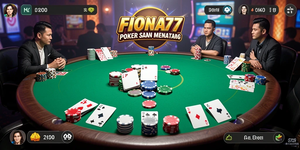 Tampilan gameplay menarik dari FIONA77 saat bermain poker.