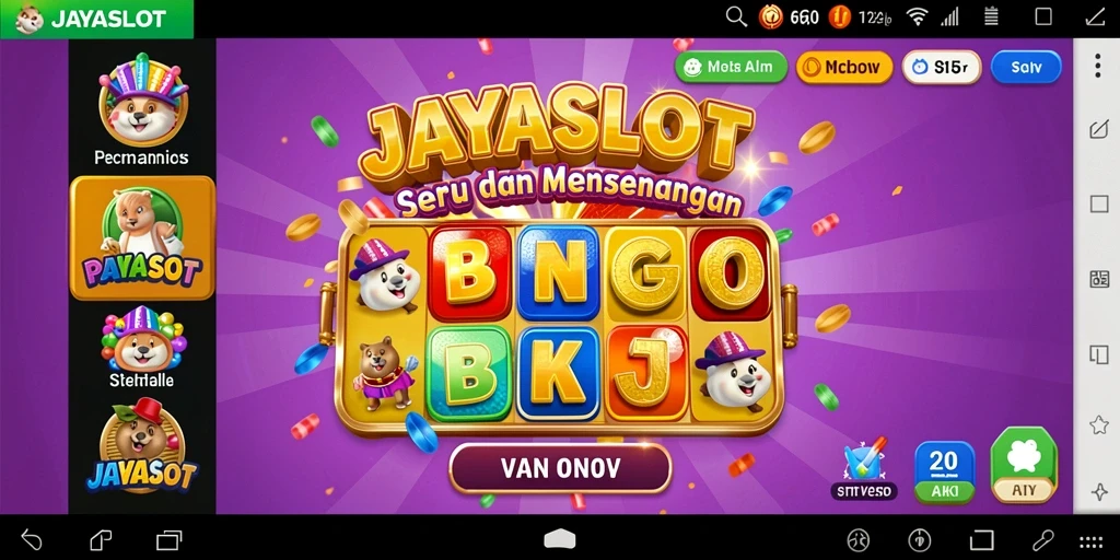 Tampilan gameplay seru di JAYASLOT dengan suasana Bingo yang mendebarkan.
