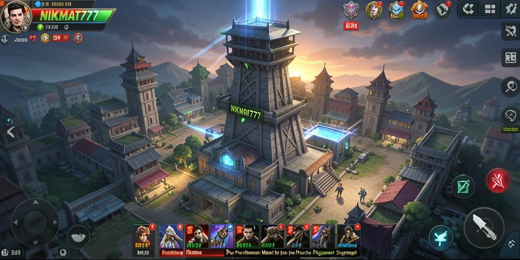 Tampilan menara dan musuh dalam gameplay NIKMAT777 yang menarik.