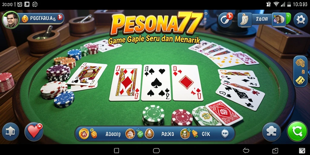 Screenshot gameplay PESONA77 menunjukkan suasana seru permainan Gaple.