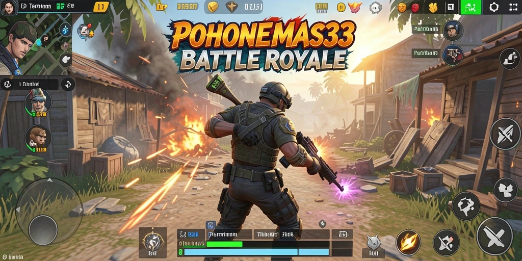 Screenshot POHONEMAS33 menunjukkan aksi pertempuran intens di arena.