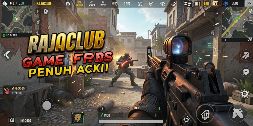 Tampilan seru gameplay RAJACLUB dengan aksi tembak-menembak.