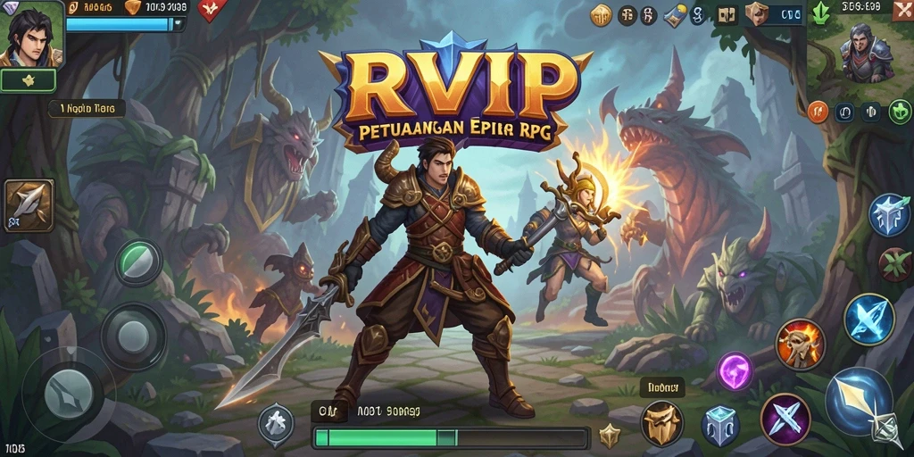 Tampilan screenshot utama RVIP menampilkan aksi pertempuran RPG yang mendebarkan.