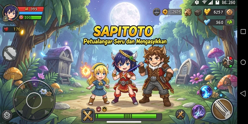 Tampilan menarik dari gameplay SAPITOTO dengan karakter anime yang dinamis.