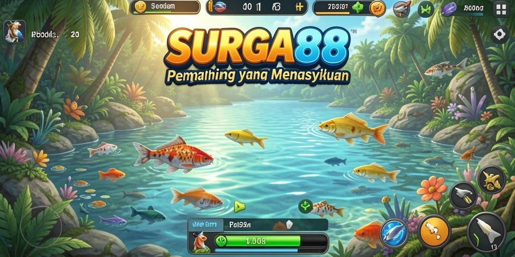 Tampilan gameplay SURGA88 menampilkan aktivitas memancing yang seru.