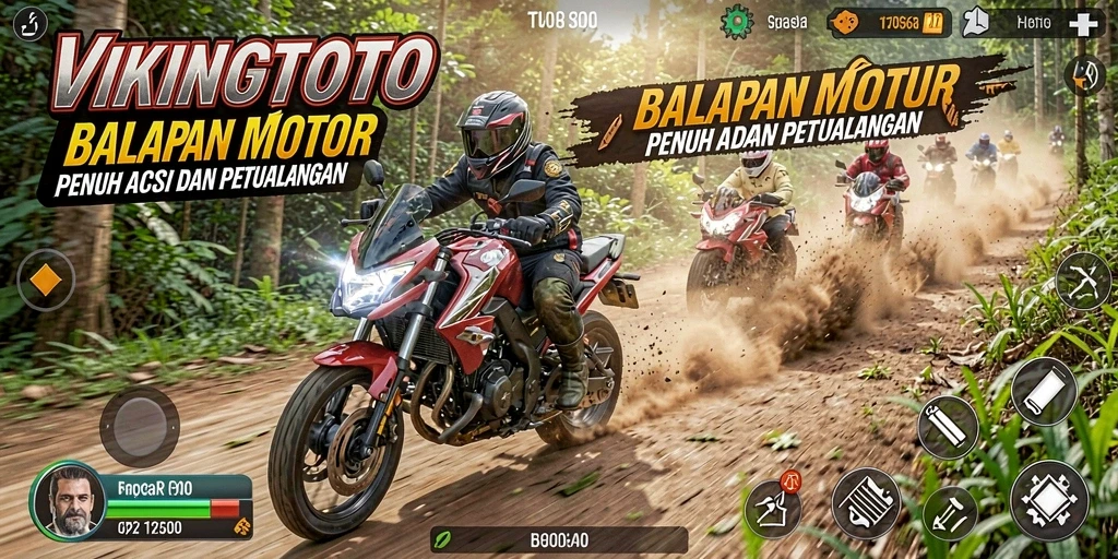 Tampilan gameplay balapan motor yang seru dan menegangkan