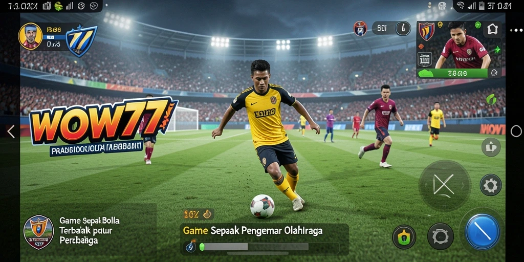 Tampilan gameplay WOW77 yang menegangkan saat pertandingan sepak bola.